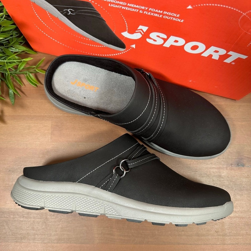 J Sport Women's Gina Comfort Mules Black Size 8